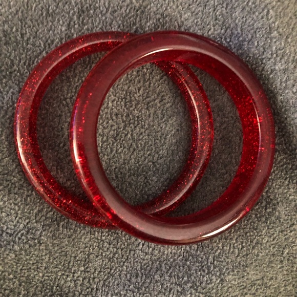 Splendette Red Glitter Bangle Set Classic Size - Picture 2 of 2